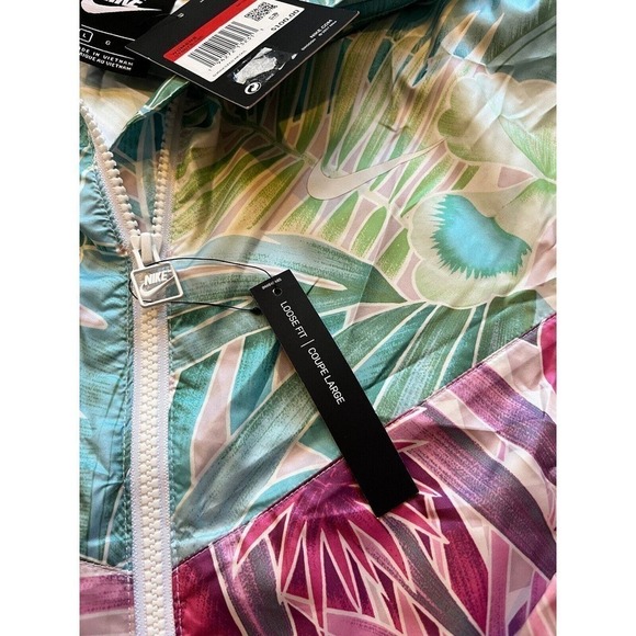 Nike Sportswear Womens Woven Floral Windrunner Crop Hoodie Jacket NWT Size Large - Picture 3 of 6
